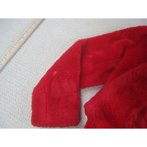 GB Girls Jacket Youth XL 14/16 Red Fleece Open Fuzzy Polyester Pockets Coat - Picture 5 of 16